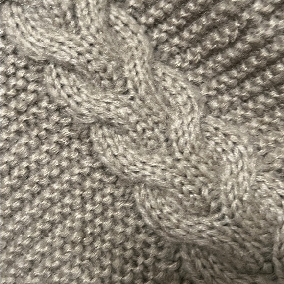 Brown Knit Mini Poncho with Cable Detail - Picture 2 of 3